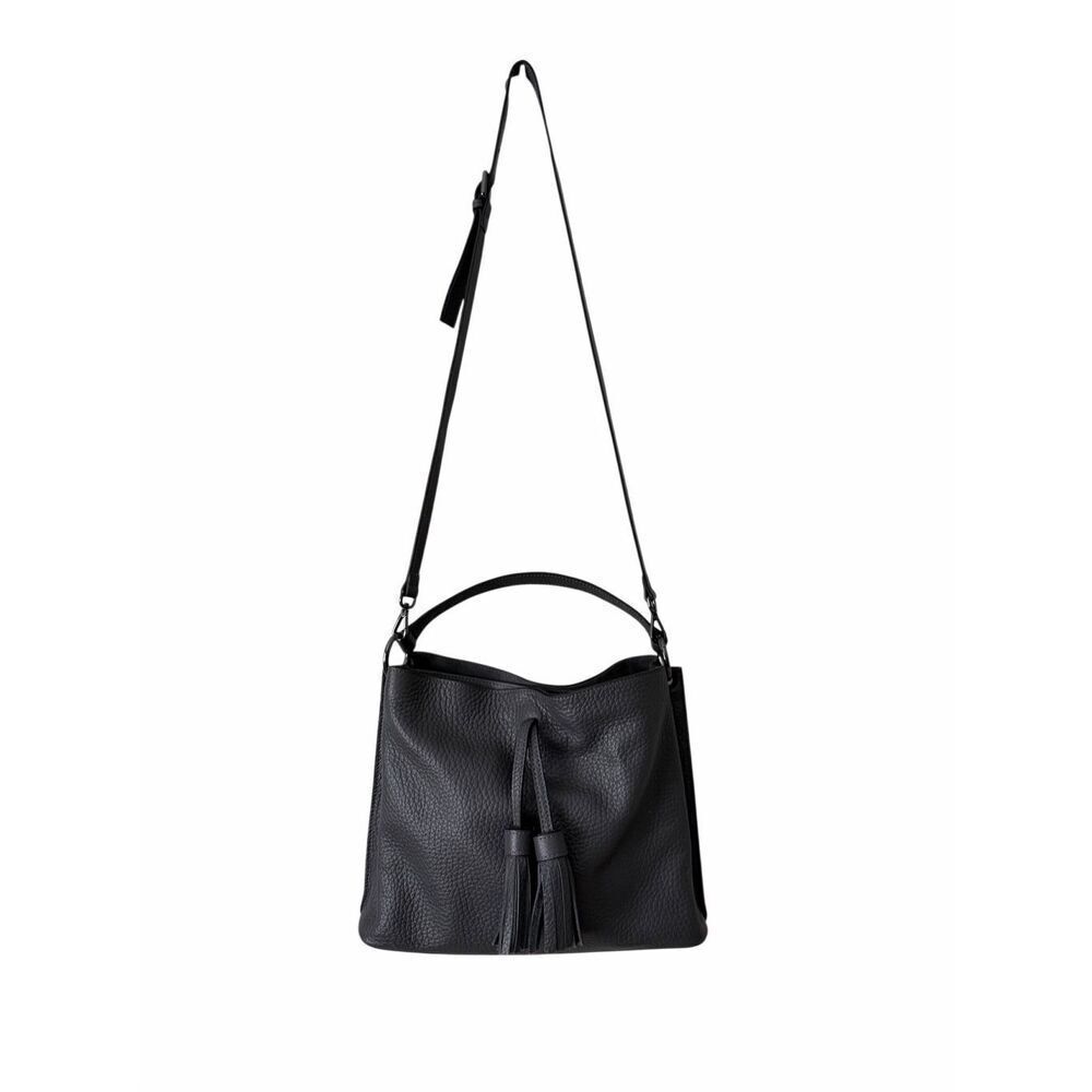 Vittoria Napoli NEW Leather‎ Boho Crossbody Top Handle Bag Purse Gray
